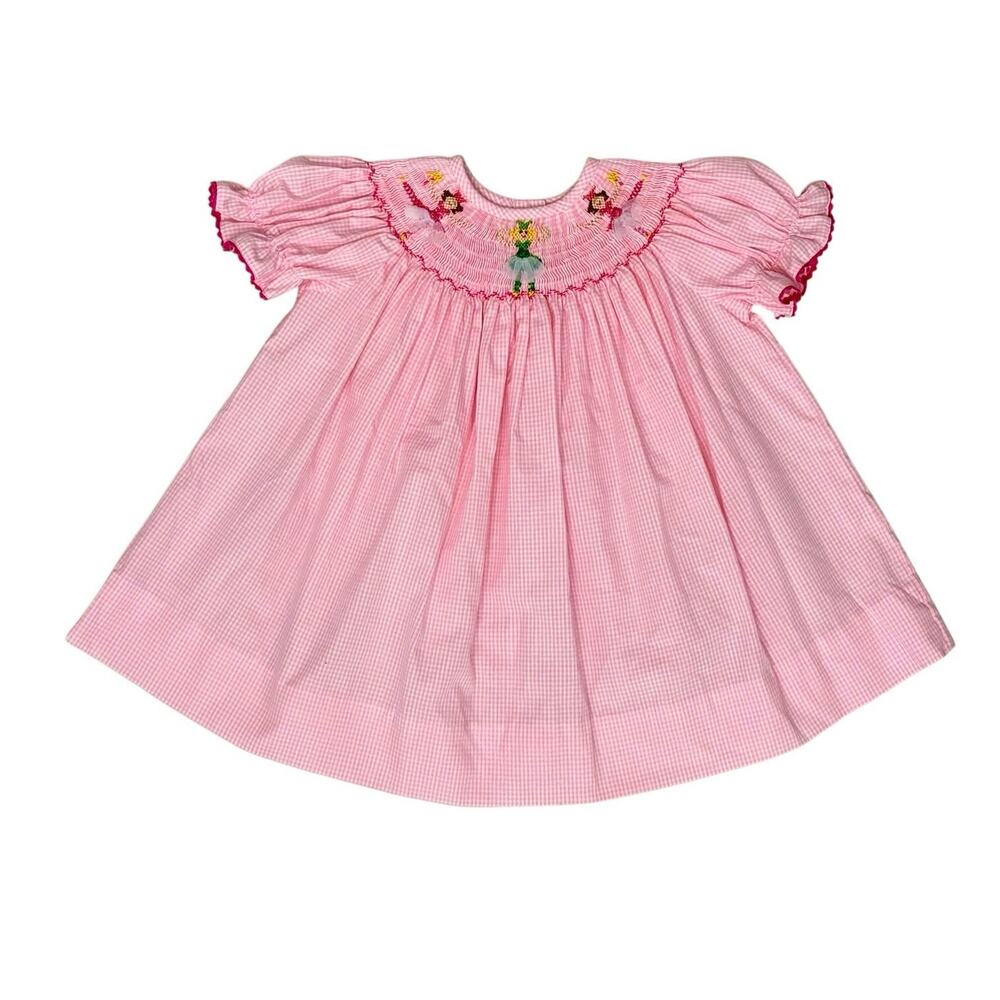 Rags Land Baby Girl 6M Pink Gingham Smocked Fairy Princess Dress